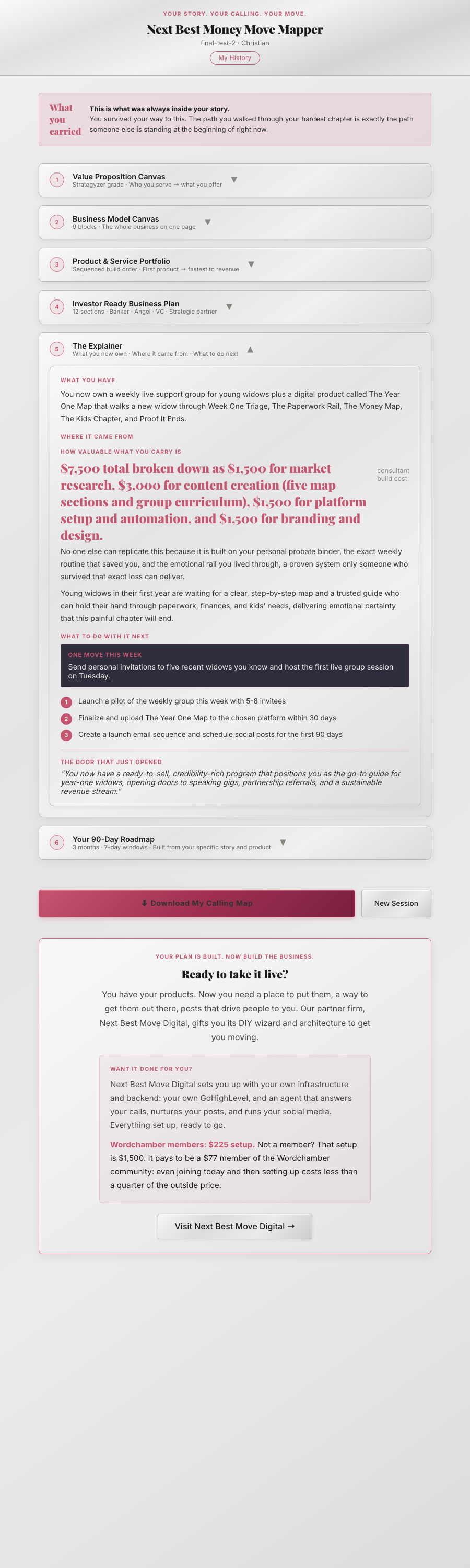 Real Explainer screen from the tool